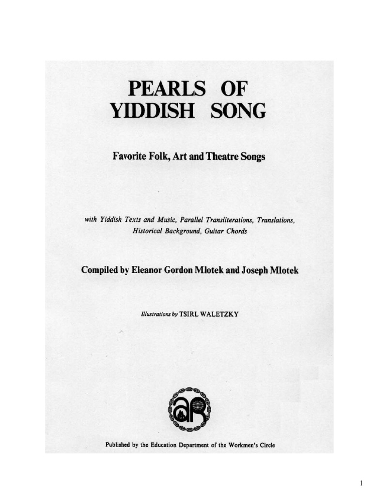 Belz Eleanor & Joseph Mlotek Pearls of Yiddish Songs PDF