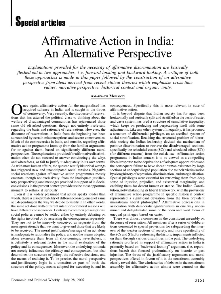 Affirmative Action in India An Alternative Perspective PDF