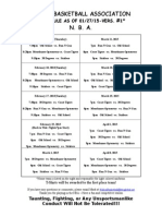 2015 Season 1 Weekday Nba Schedules