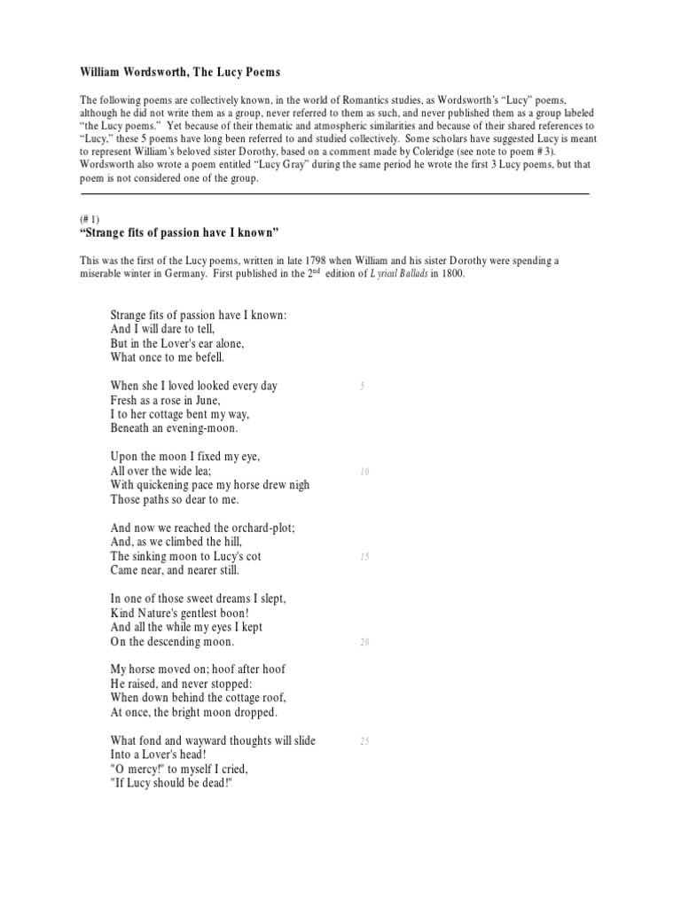 The Lucy Collection Pdf Pdf British Poetry English Poetry