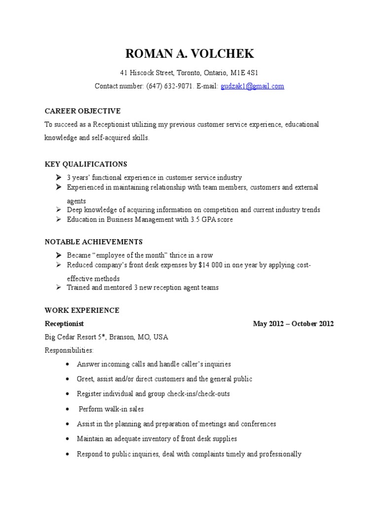 Resume Roman Volchek | PDF | Career & Growth