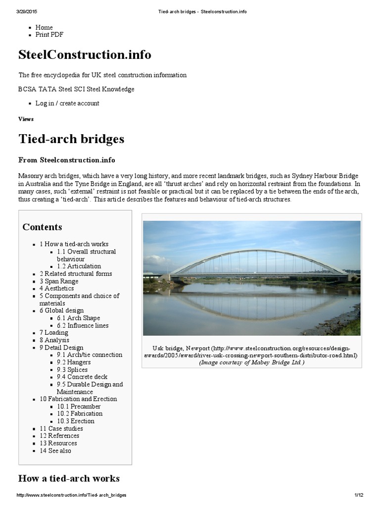 TiedArch Bridges Steelconstruction PDF Bending Beam (Structure)