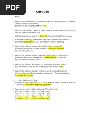 Quiz Software Defined Radio Cognitive Radio