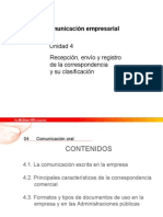 CFGM. Comunicación Empresarial: Recepción, Envío y Registro de La Correspondencia y Su Clasificación Unidad 4