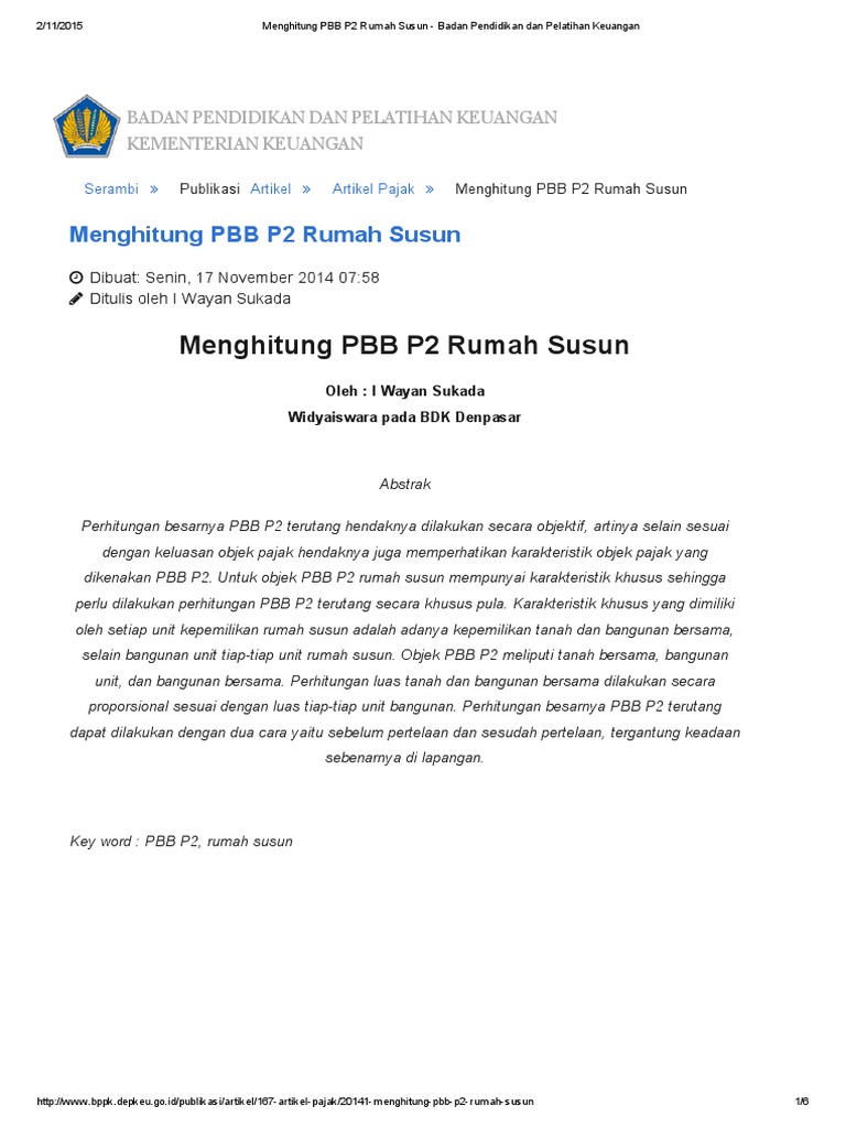 Menghitung Pbb P2 Rumah Susun