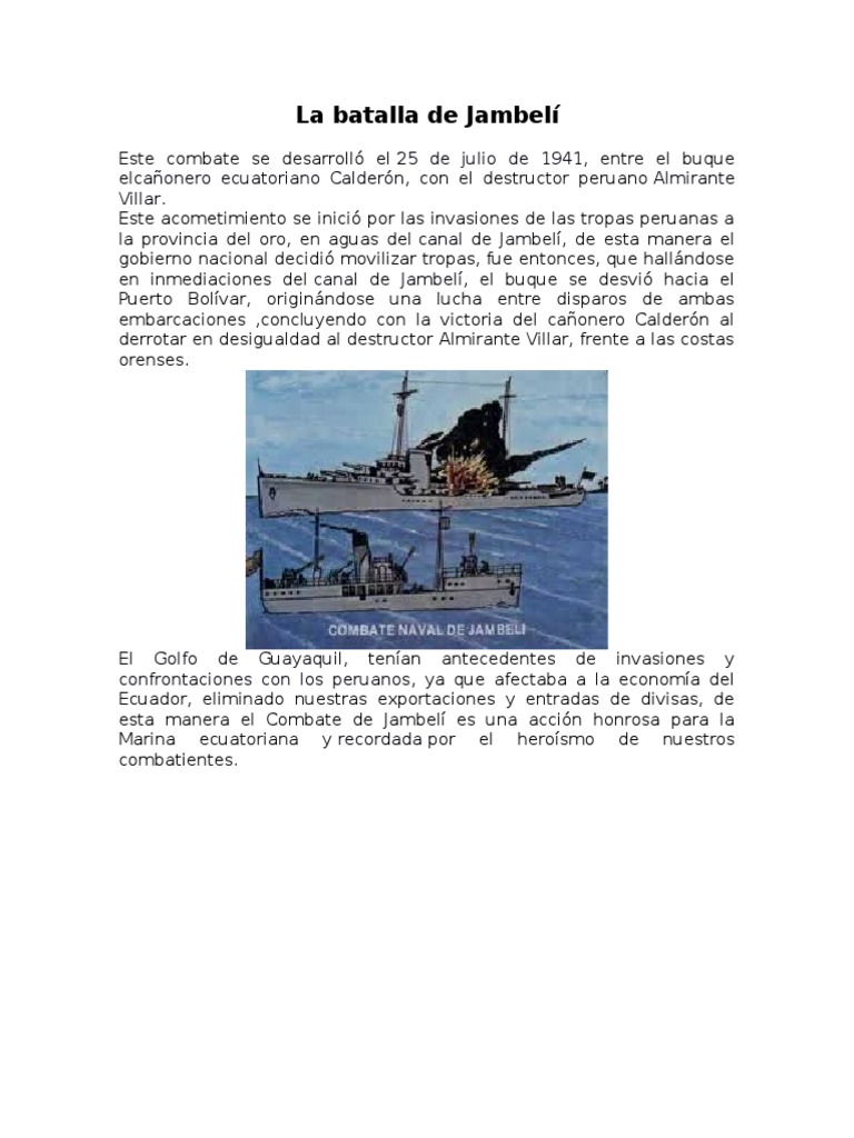 La Batalla de Jambelí Perú Ecuador