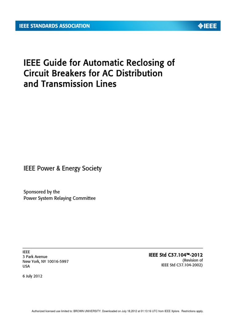 IEEE Auto Reclose PDF Relay Electricity