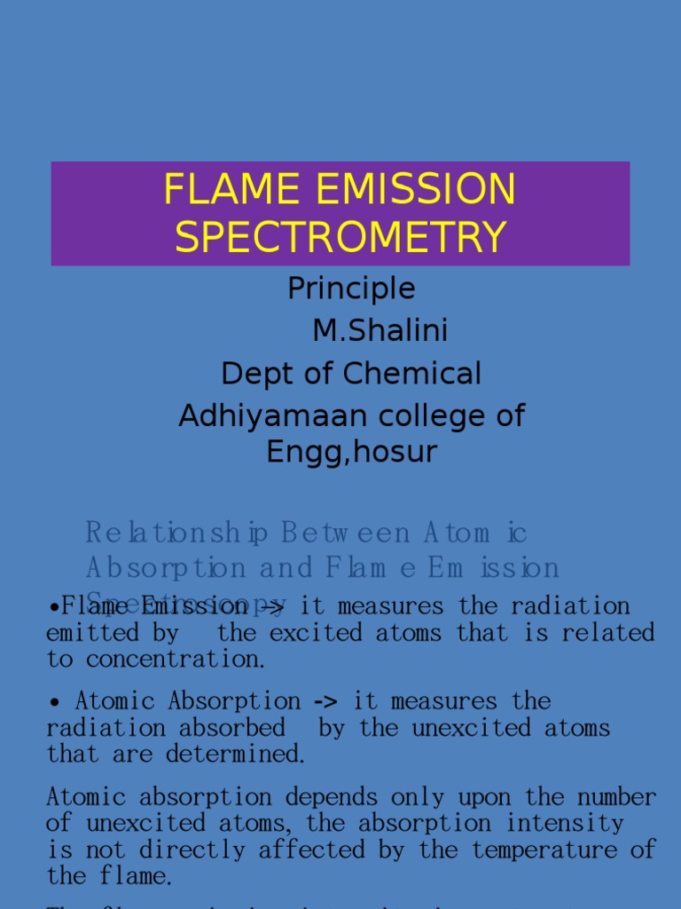 Flame Emission Spectrometry Atomic Absorption Spectroscopy Chemical