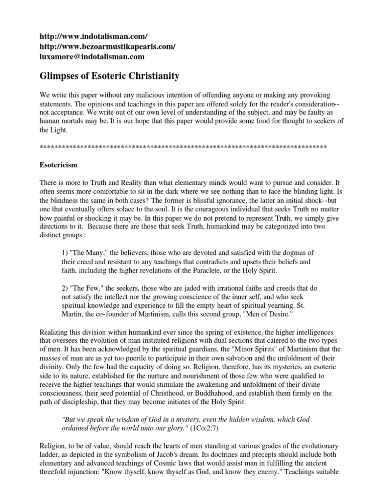 Esoteric Christianity PDF | PDF | Gnosticism | Western Esotericism