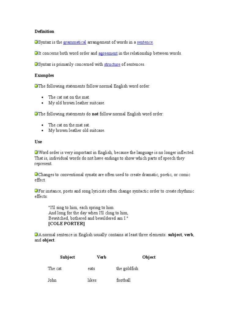English Syntax | Syntax | English Language