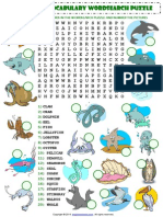 Sea Animals Vocabulary Esl Wordsearch Puzzle Worksheet