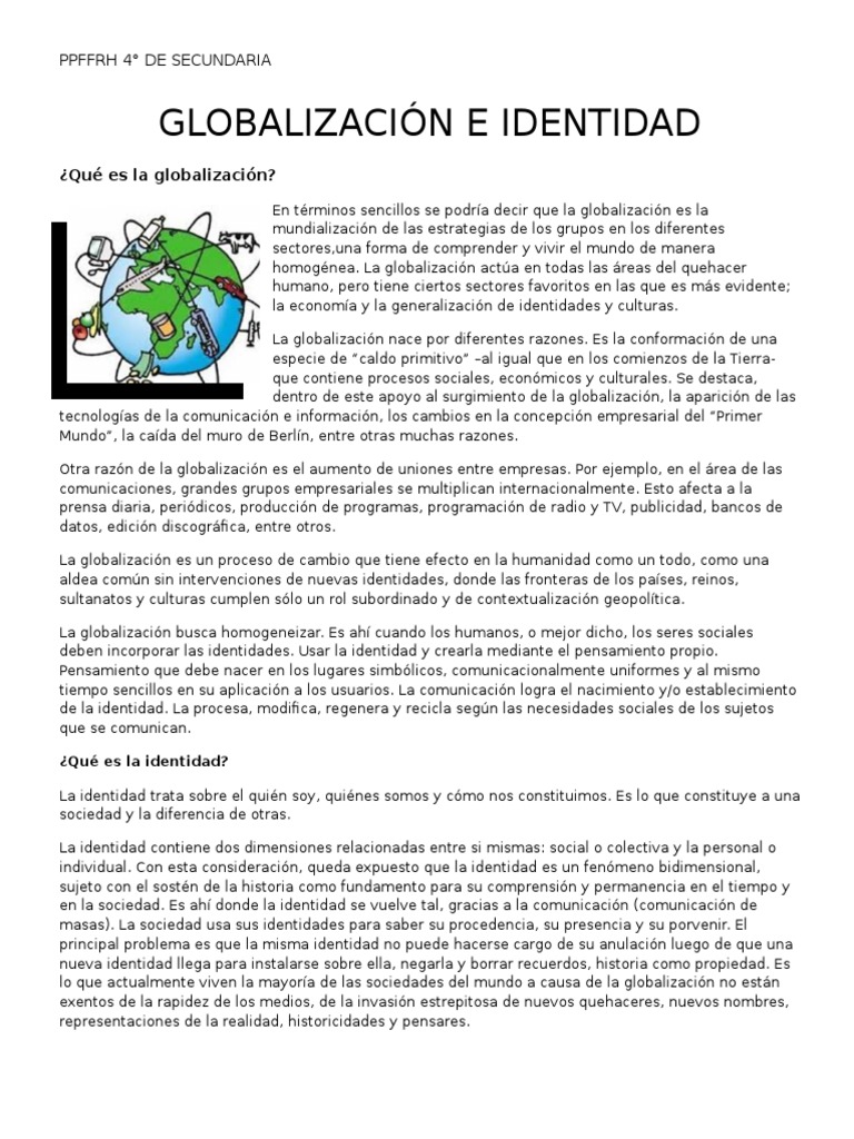 Globalización y su impacto en la identidad | PDF | Globalización | Sociedad