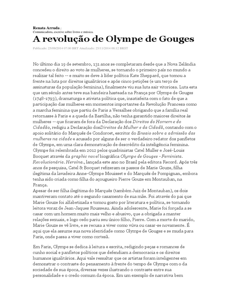 Dissertation Sujet Corrigé Olympe De Gouges