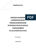 Propuesta de Rediseño e Informatización Del Proceso de Identificación de Personas Físicas en Uruguay y Fortalecimiento de Las Estadísticas Vitales