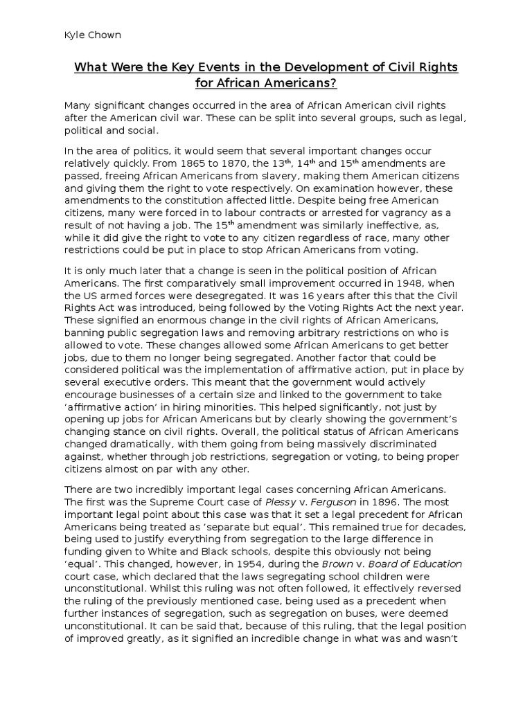 Key Events in African American Civil Rights | PDF | Racial Segregation ...