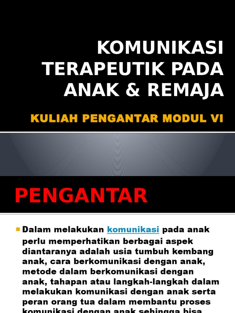 Komunikasi Terapeutik Pada Anak Remaja