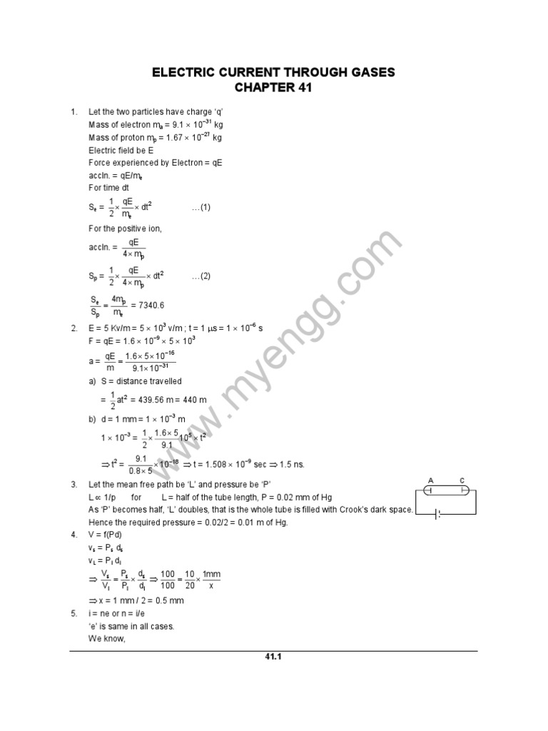 41.electric Current Through Gases PDF Ion Physics