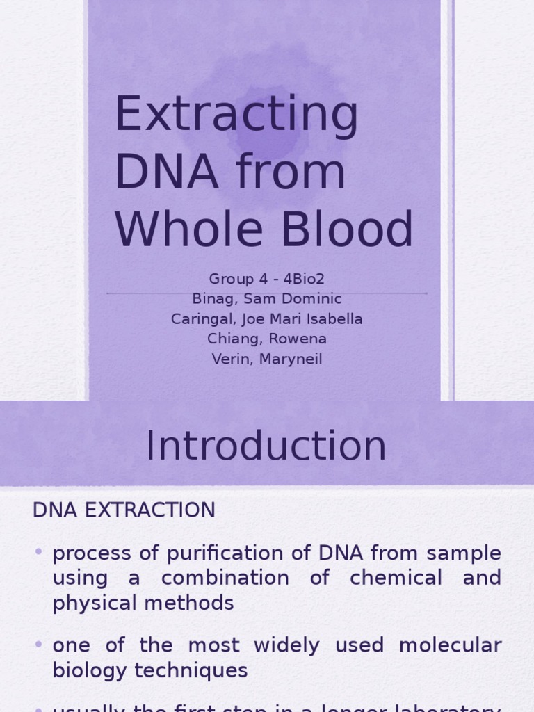 DNA Extraction from Whole Blood Guide | PDF | Sodium Dodecyl Sulfate ...