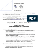 Subjectivité Et Sciences Humaines (Exposé Au L.E.S.T., Aix-en-Provence)