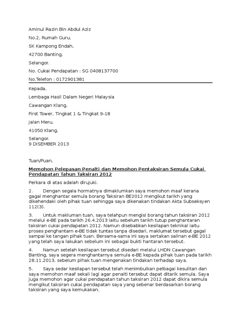 Surat LHDN Surat LHDN