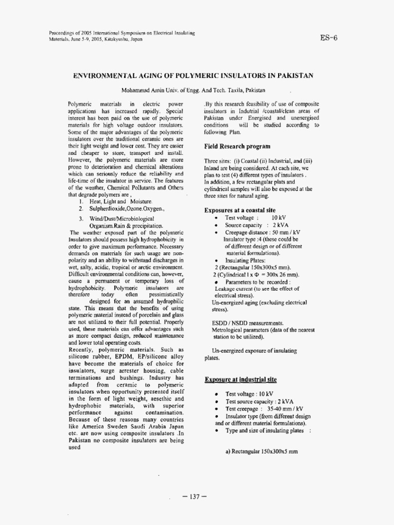 Environmental Aging of Polymer Insulators | PDF | Insulator ...