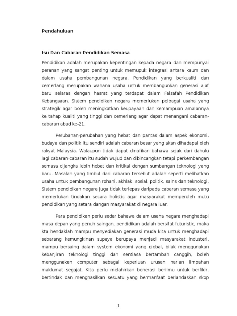 Isu Dan Cabaran Pendidikan Semasa Pdf
