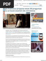 Papa Francisco Propone Estas 30 Preguntas para Un Buen Examen de Conciencia