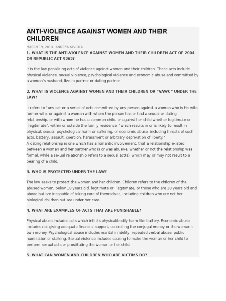Protecting Women and Children from Abuse | PDF | Restraining Order ...