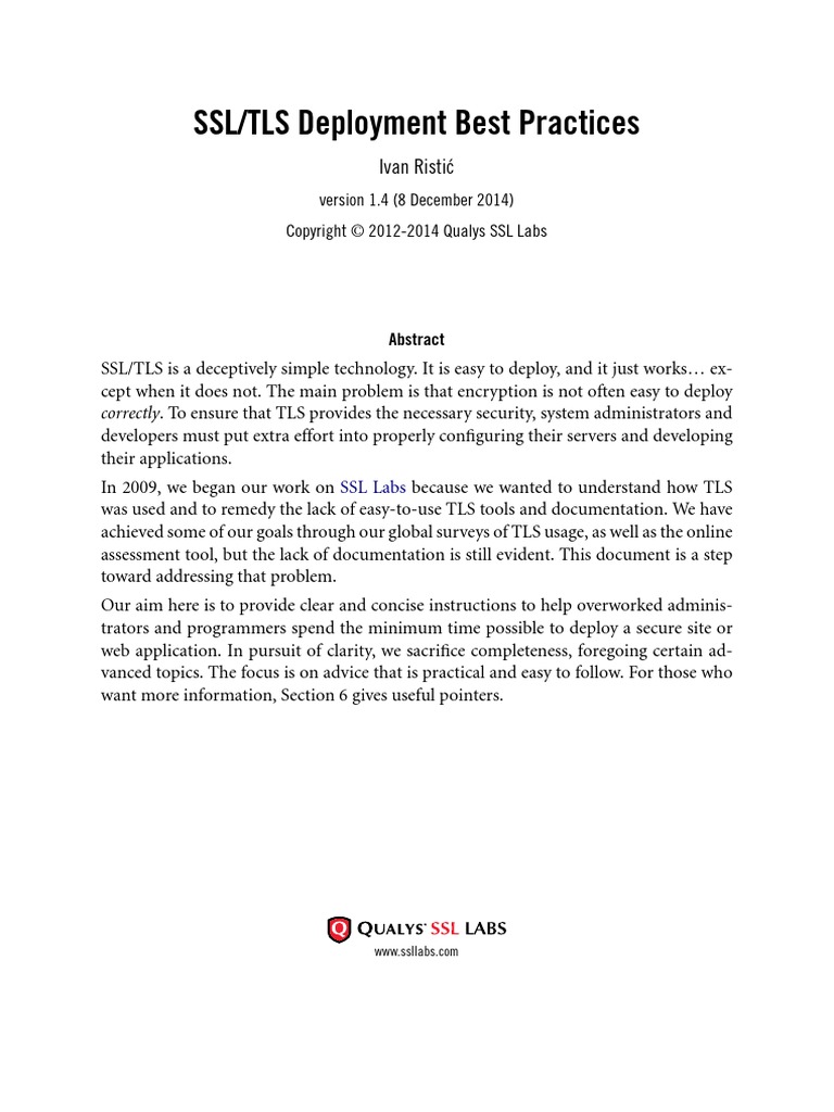 SSL/TLS Best Practices Guide | PDF | Computers