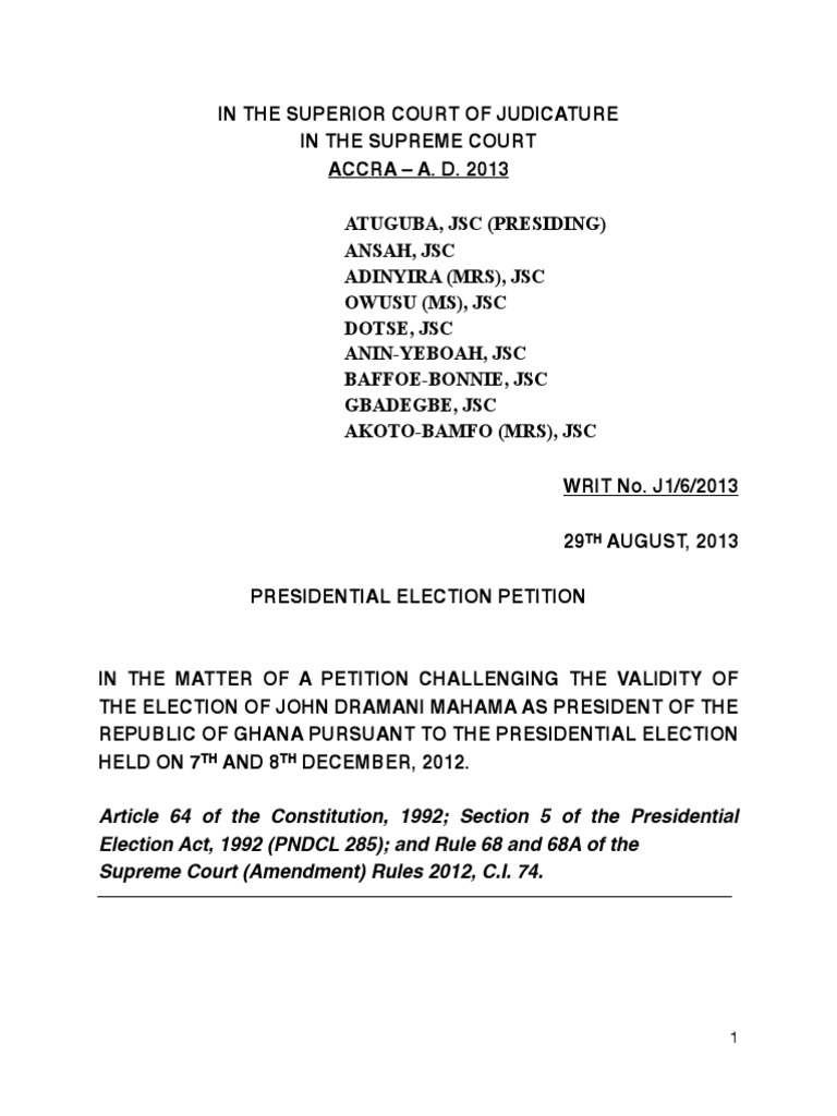 Election Petition Judgement PDF Attorney General Supreme Courts