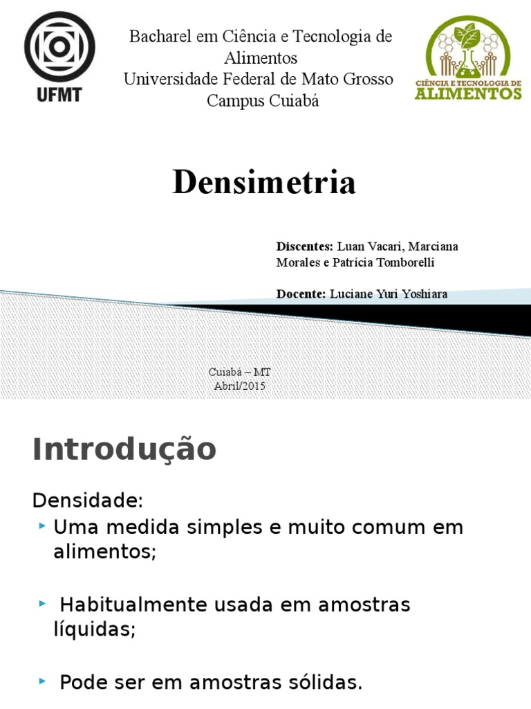 Importância da Densimetria em Alimentos | PDF | Flutuabilidade | Densidade