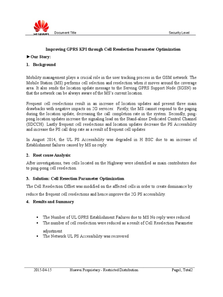 Optimizing GPRS Cell Reselection Parameters | PDF