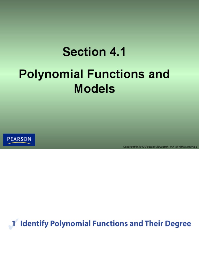 Section 4.1 Polynomial Functions and Models | PDF | Polynomial | All ...