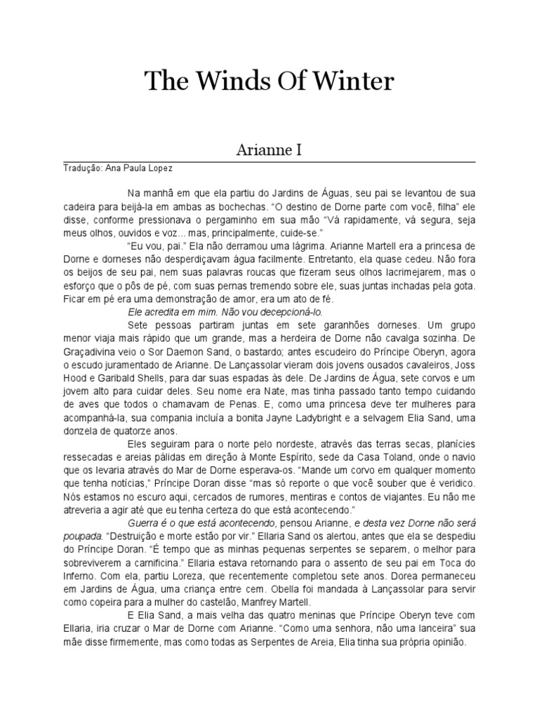 The Winds of Winter Capítulos PDF Dragão Mar