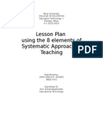 Lesson Plan Using 8 Elements of Systematic Approach in Teaching