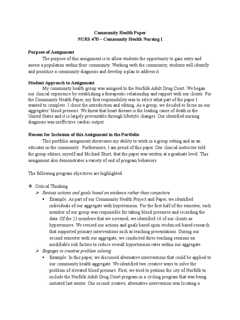 Community Health Nursing Project | PDF | Hypertension | Nursing