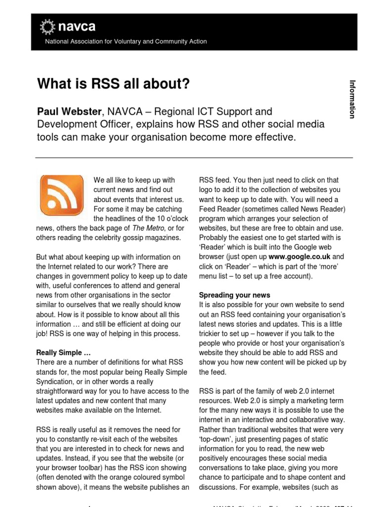 Understanding RSS for Nonprofits | PDF | Websites | Web 2.0
