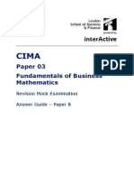 Paper 03 Fundamentals of Business Mathematics: Revision Mock Examination Answer Guide - Paper B