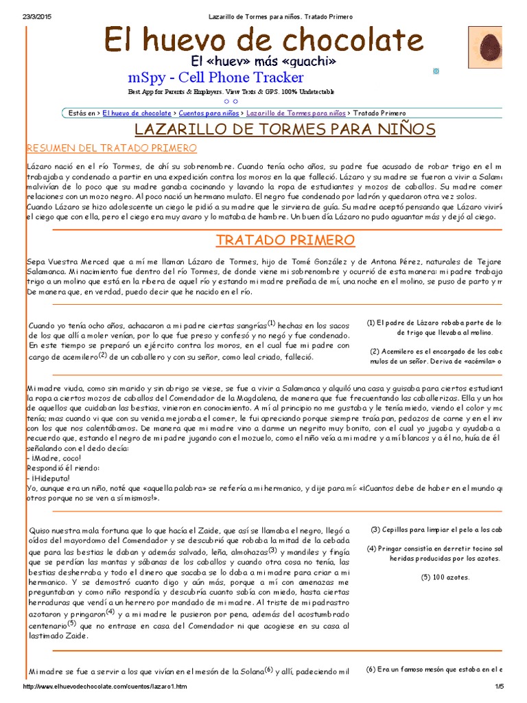 Lazarillo de Tormes para Niños 1 | PDF | Vino | Alimentos