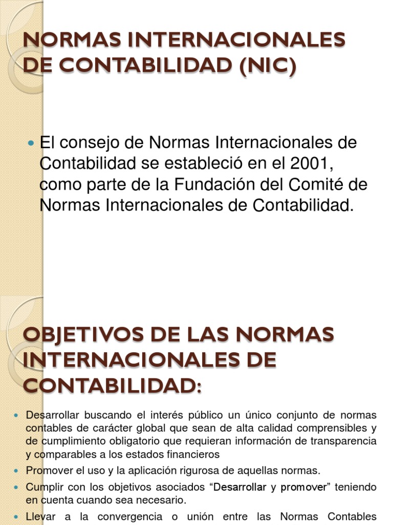 Normas Internacionales de Contabilidad Presentación PDF | PDF | normas ...
