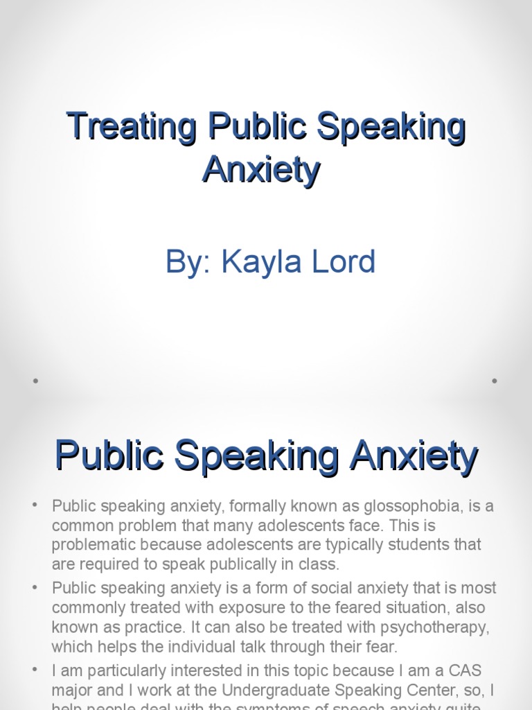 Treating Public Speaking Anxiety | PDF | Anxiety | Psychiatric Diagnosis