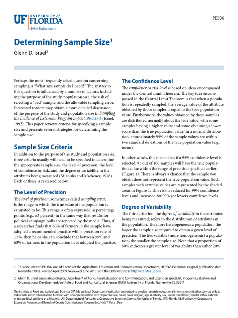 Sample Size Determination Guide | PDF