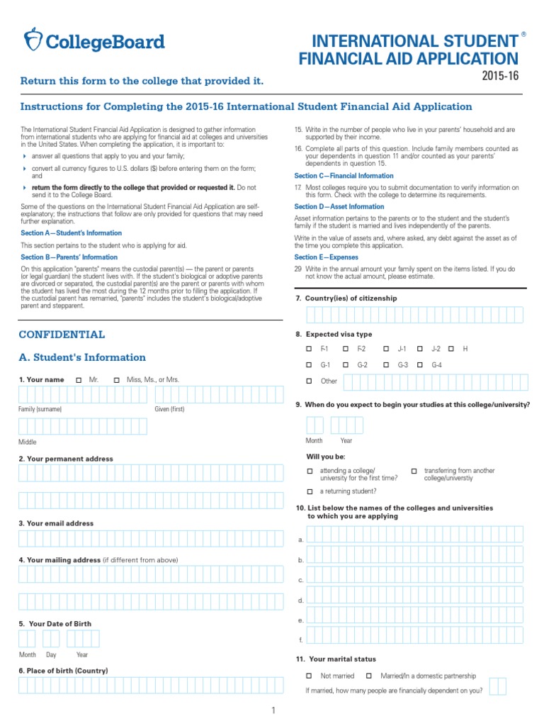 1516 International Student FinAid App | PDF | Student Financial Aid In ...