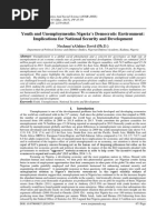 Youth and Unemploymentin Nigeria’s Democratic Environment