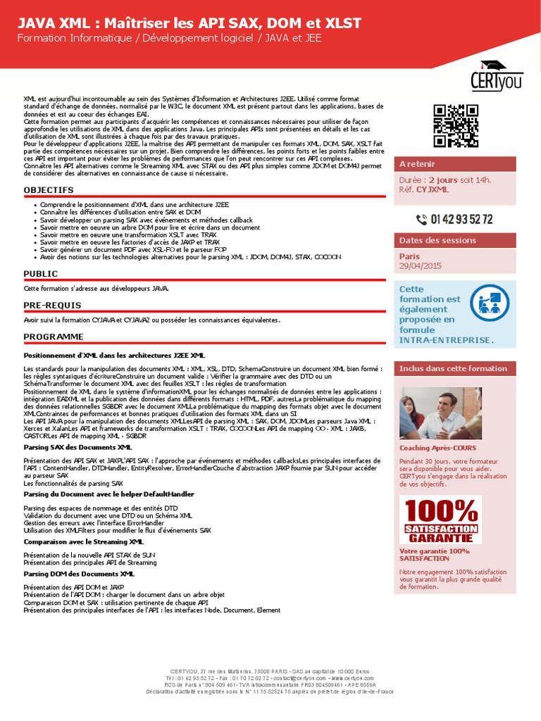 Formation JAVA : APIs SAX, DOM, XSLT | PDF | XML | Modèle d'objet de ...