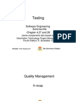 Testing: Software Engineering Sommerville - Chapter 4,27 and 28