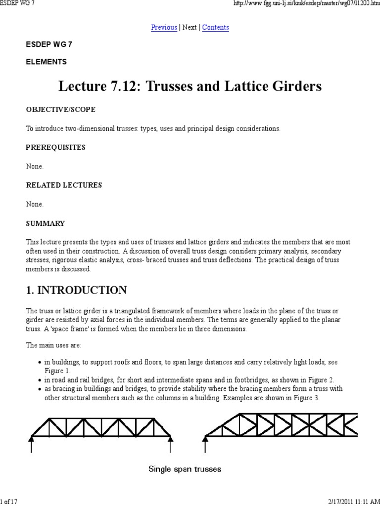Trusses and Lattice Girders PDF Truss Architectural Design