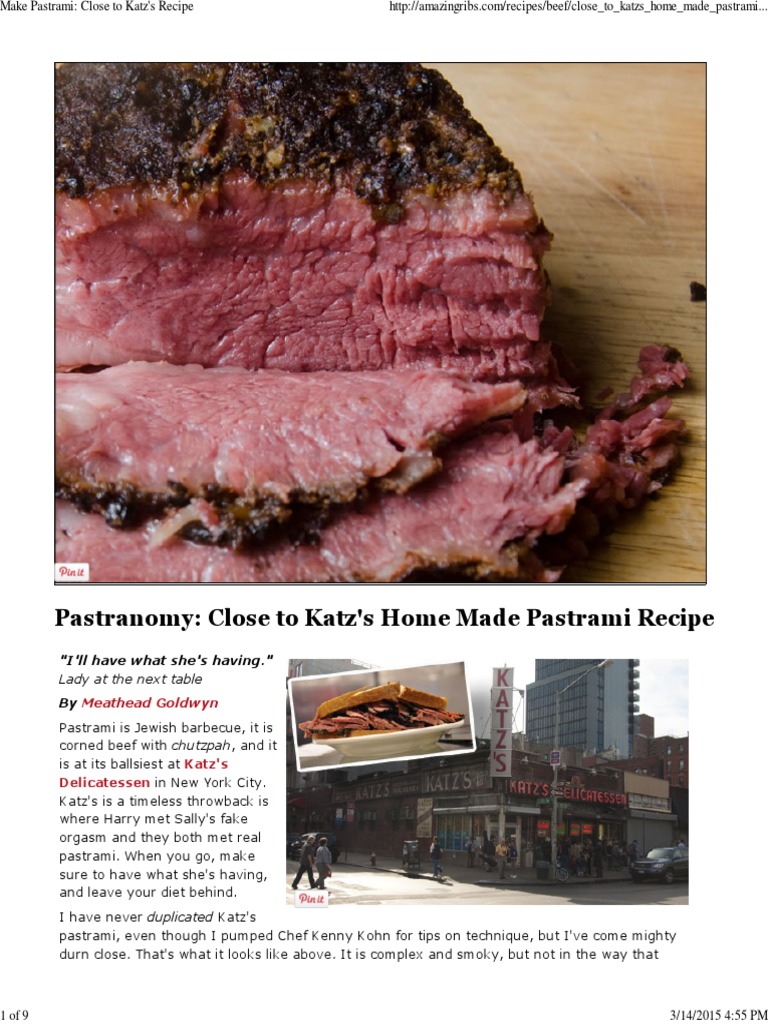 Make Pastrami Close To Katz's Recipe PDF Beef Delicatessen