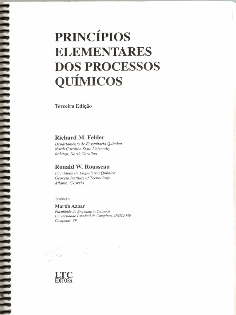 Princípios Elementares Dos Processos Químicos - Richard M. Felder ...