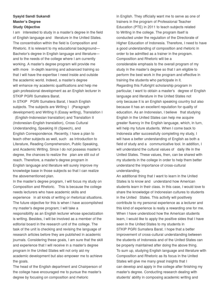 Pursuing a Master's Degree in English Composition and Rhetoric to